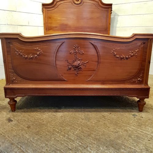 fig 2. ANTIQUE LATE 19TH CENTURY FRENCH BOISERIE WALNUT DOUBLE BED C1890