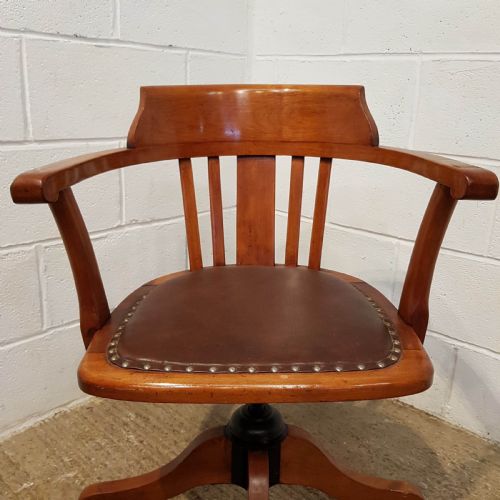 fig 1. ANTIQUE EDWARDIAN OAK SWIVEL DESK CHAIR C1900