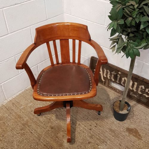 fig 2. ANTIQUE EDWARDIAN OAK SWIVEL DESK CHAIR C1900