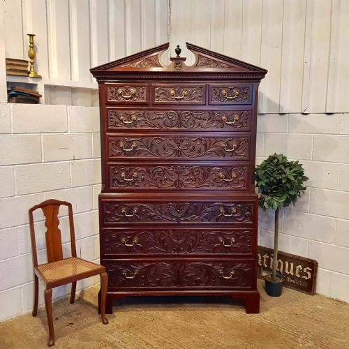 Antique Regency Mahogany Carved Chest on Chest C1820