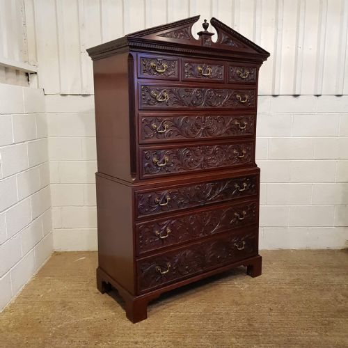 fig 1. ANTIQUE REGENCY MAHOGANY CARVED CHEST ON CHEST C1820