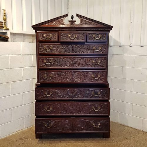 fig 2. ANTIQUE REGENCY MAHOGANY CARVED CHEST ON CHEST C1820