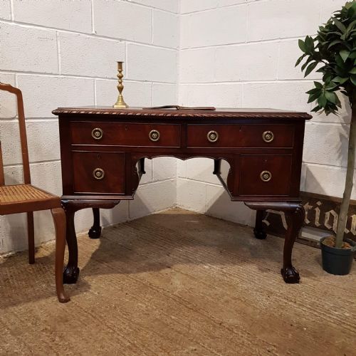 Antique Edwardian Chippendale Mahogany Pedestal Desk C1900