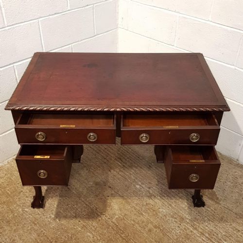 fig 2. ANTIQUE EDWARDIAN CHIPPENDALE MAHOGANY PEDESTAL DESK C1900