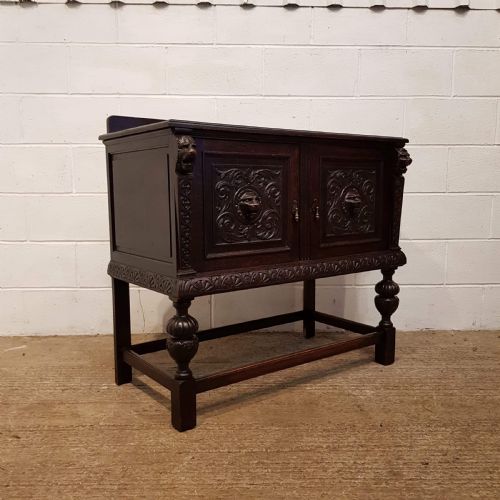 fig 2. ANTIQUE LATE VICTORIAN GOTHIC CARVED OAK LION MASK SIDEBOARD C1890