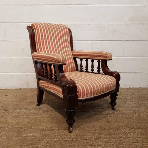 Antique Victorian Mahogany Show Frame Armchair C1880