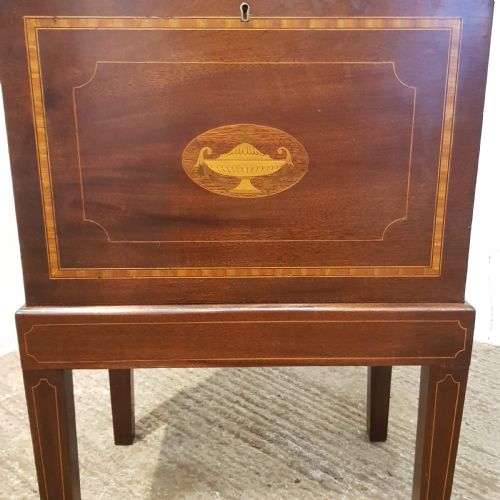 fig 1. ANTIQUE EDWARDIAN INLAID MAHOGANY WINE COOLER BOX ON STAND C1900