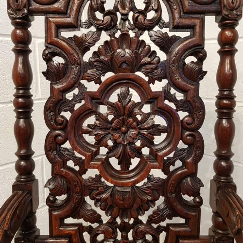 fig 2. ANTIQUE VICTORIAN CARVED OAK THRONE CHAIR C1860