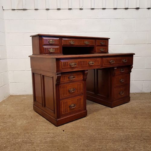 fig 1. ANTIQUE LATE VICTORIAN WALNUT TWIN PEDESTAL DESK C1890