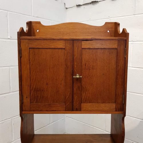 fig 1. ANTIQUE PAIR ARTS & CRAFTS SMALL OAK OPEN BOOKCASES C1890
