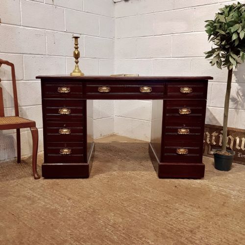 Antique Late Victorian Mahogany Twin Pedestal Desk C1890