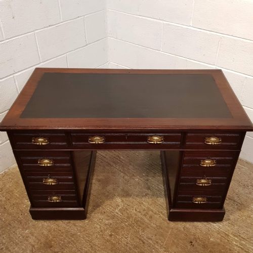 fig 2. ANTIQUE LATE VICTORIAN MAHOGANY TWIN PEDESTAL DESK C1890