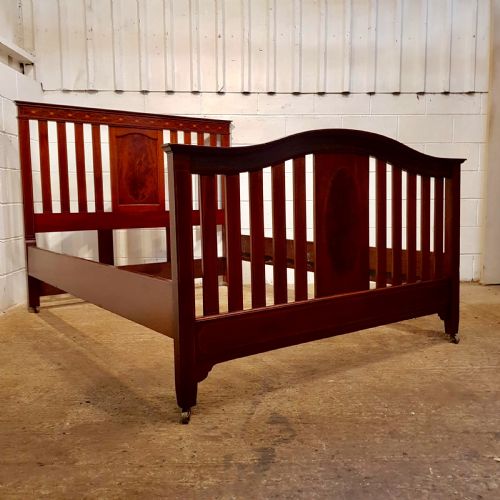 Antique Edwardian Mahogany Inlaid King Size Bed C1900