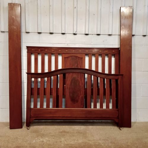 fig 1. ANTIQUE EDWARDIAN MAHOGANY INLAID KING SIZE BED C1900