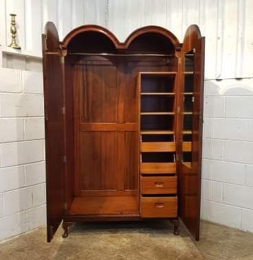 fig 2. ANTIQUE BURR WALNUT QUEEN ANNE DOUBLE WARDROBE C1920