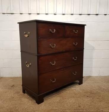 fig 2. ANTIQUE LATE VICTORIAN MAHOGANY CAMPAIGN CHEST OF DRAWERS C1890