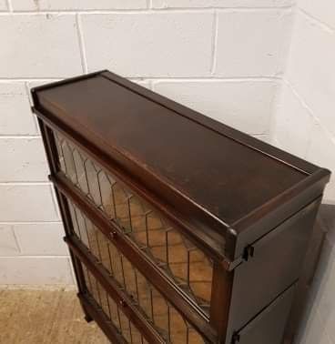 fig 2. ANTIQUE EDWARDIAN GLAZED OAK SECTIONAL BOOKCASE BY DAWSONS OF MANCHESTER C1900