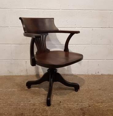 fig 1. ANTIQUE EDWARDIAN OAK SWIVEL TUB DESK CHAIR C1900