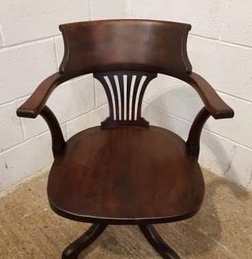 fig 2. ANTIQUE EDWARDIAN OAK SWIVEL TUB DESK CHAIR C1900