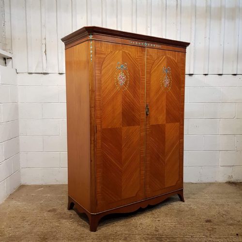 fig 2. ANTIQUE SATINWOOD DOUBLE WARDROBE WITH ORIGINAL PAINT WORK C1920