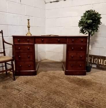 Antique Victorian Mahogany Twin Pedestal Desk C1880