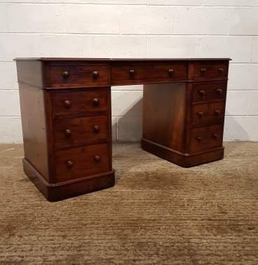 fig 1. ANTIQUE VICTORIAN MAHOGANY TWIN PEDESTAL DESK C1880