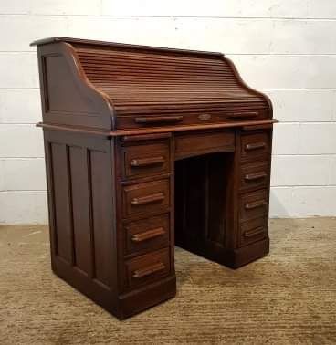 Antique Late Victorian Oak Roll Top Desk C1890