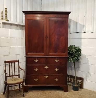 Antique Georgian Period Mahogany Clothes Press C1780