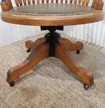 fig 2. ANTIQUE EDWARDIAN OAK SWIVEL DESK CHAIR C1900