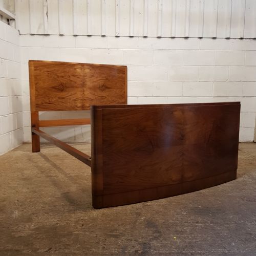 Antique Art Deco Burr Walnut Double Bed C1920