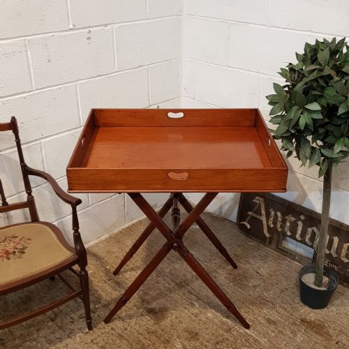 Antique Victorisn Mahogany Butlers Tray with Original Stand C1880