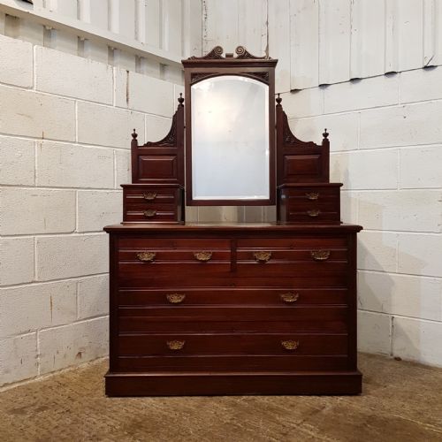 fig 1. ANTIQUE ART NOUVEAU MAHOGANY DRESSING TABLE CHEST C1890