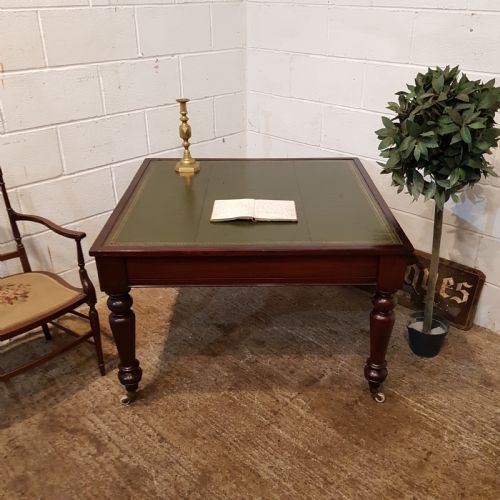 Antique Victorian Mahogany Leather Top Partners Library Desk C1880