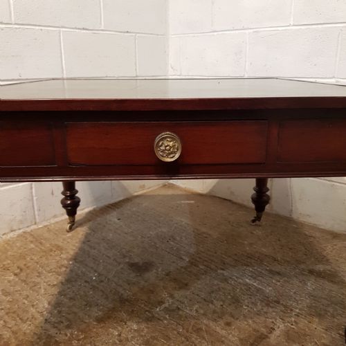 fig 1. ANTIQUE VICTORIAN MAHOGANY LEATHER TOP PARTNERS LIBRARY DESK C1880