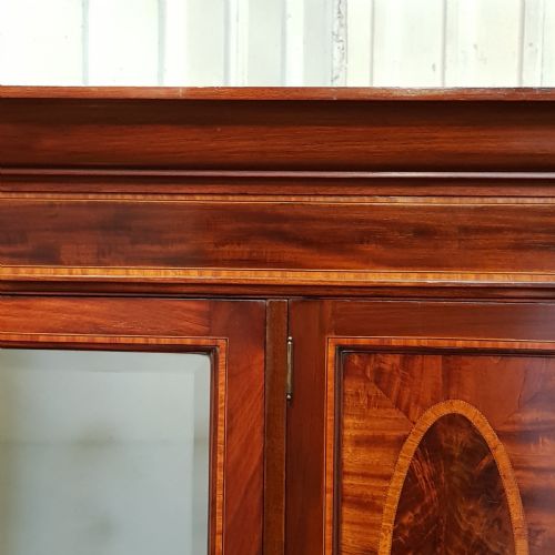 fig 3. ANTIQUE EDWARDIAN INLAID MAHOGANY TRIPLE WARDROBE C1900