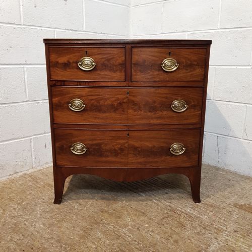 fig 1. ANTIQUE LATE 18TH CENTURY PERIOD MAHOGANY BOW FRONT DWARF CHEST OF DRAWERS C1780