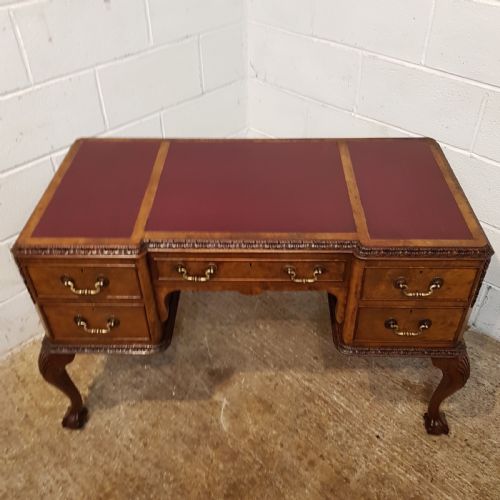 fig 1. ANTIQUE BURR WALNUT WRITING DESK C1920
