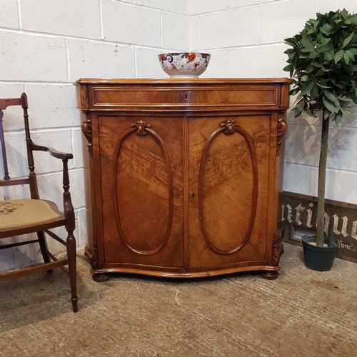 Antique Late Victorian Burr Walnut Serpentine Shaped Chiffonier C1890
