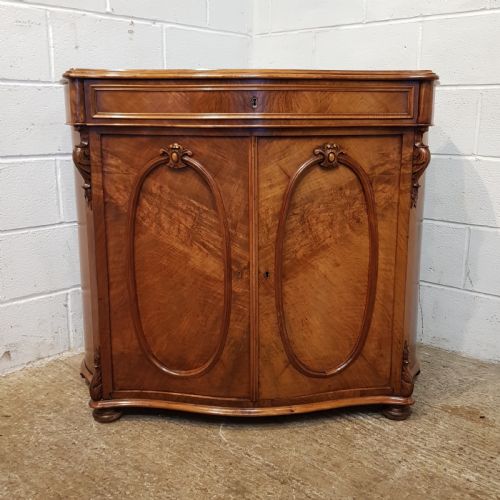 fig 2. ANTIQUE LATE VICTORIAN BURR WALNUT SERPENTINE SHAPED CHIFFONIER C1890
