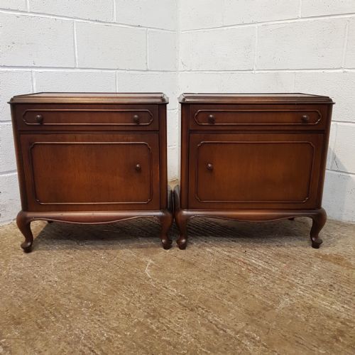 fig 1. ANTIQUE PAIR FRENCH WALNUT BEDSIDE CABINETS C1920