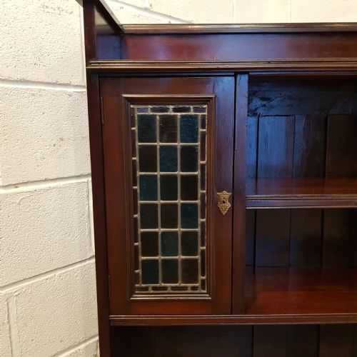 fig 2. ANTIQUE ARTS & CRAFTS MAHOGANY OPEN BOOKCASE C1890