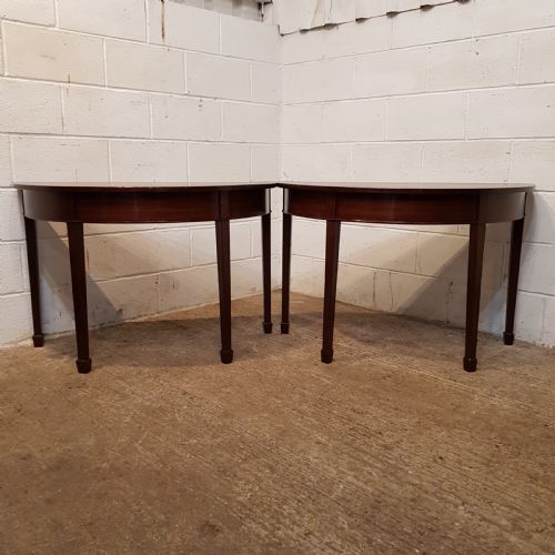 fig 1. ANTIQUE PAIR REGENCY MAHOGANY DEMI LUNE TABLES C1820