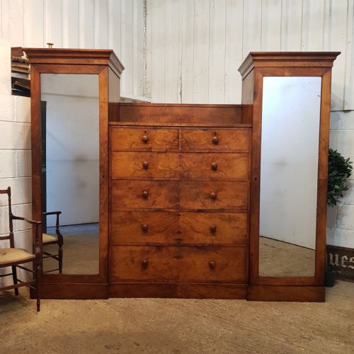 Antique Victorian Burr Walnut Centry Wardrobe C1880