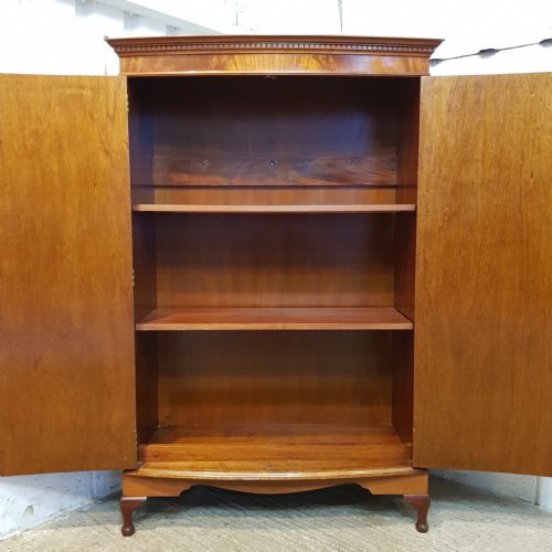 fig 2. ANTIQUE EDWARDIAN MAHOGANY BOW FRONT TALL BOY CABINET C1900
