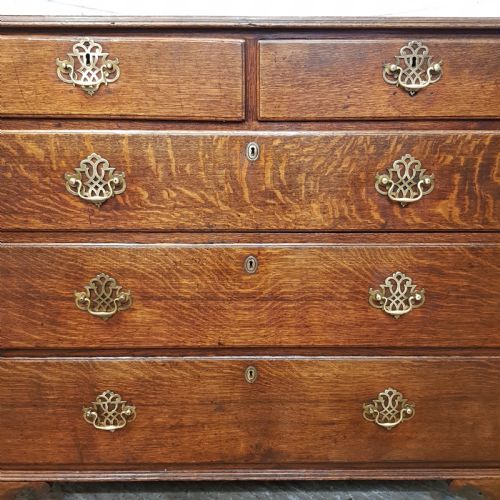 fig 1. ANTIQUE 18TH CENTURY PERIOD OAK INLAID CHEST OF DRAWERS C1780