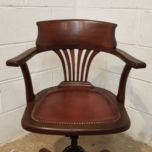 fig 2. ANTIQUE EDWARDIAN OAK SWIVEL DESK CHAIR C1900