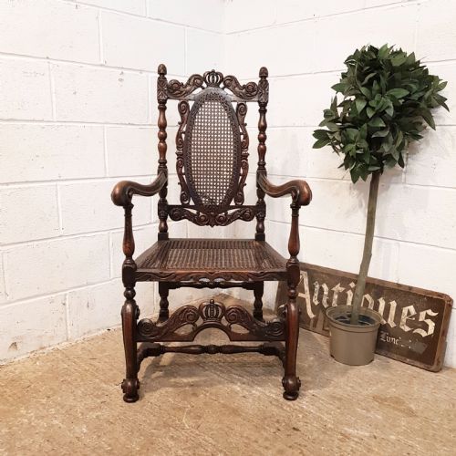 Antique 19th Century French Carved Oak Armchair C1880