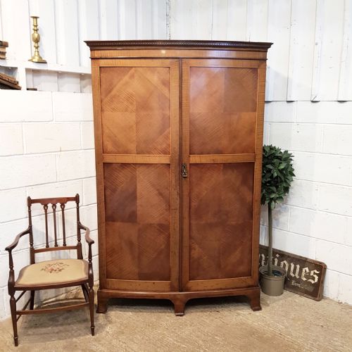 Antique Edwardian Satinwood Doubke Wardrobe by Maple & Co C1900
