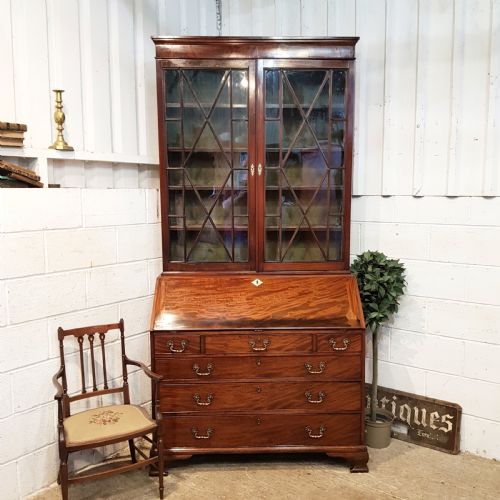 Antique Regency Mahogany Astragal Glazed Bureau Bookcase C1820