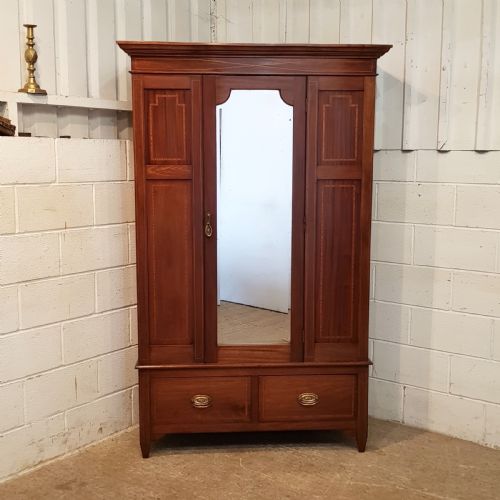 fig 1. ANTIQUE EDWARDIAN MAHOGANY IN,AID WARDROBE C1900